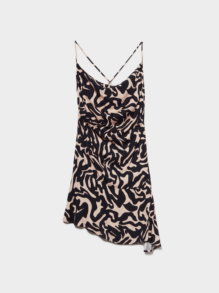 Printed dress with gathering - women's short dresses - Multi-color | Sisley image number 6
